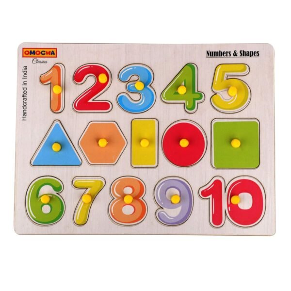 OMOCHA-WOODEN PUZZLE NUMBER+SHAPE 1SET