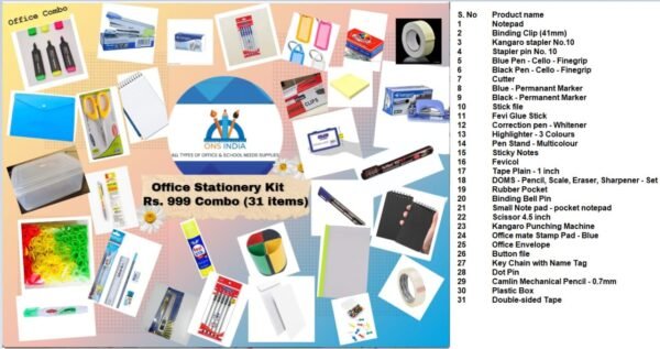 Stationery kit 31pcs Standard Stationery Office Set  (Multicolor)